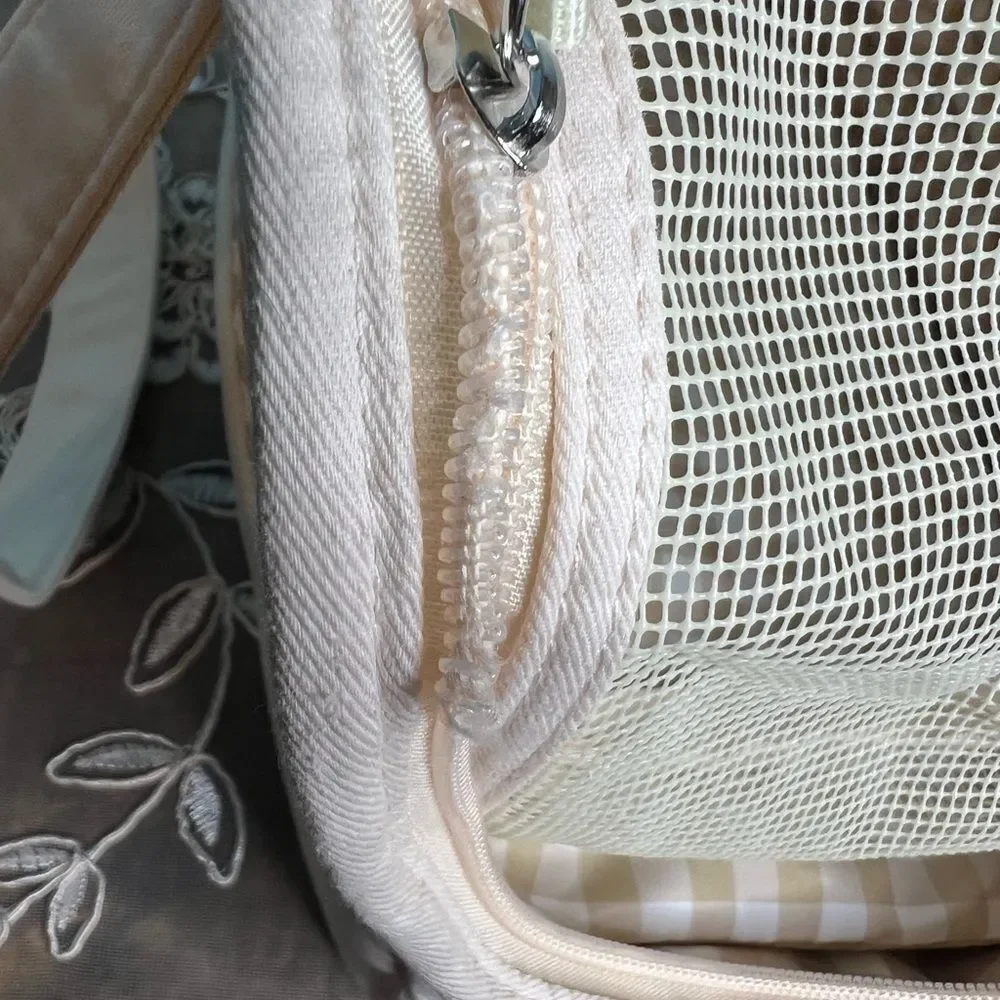 Cute gender neutral Small pet carrier by Fluffy Baby. Cream removable cushion.
